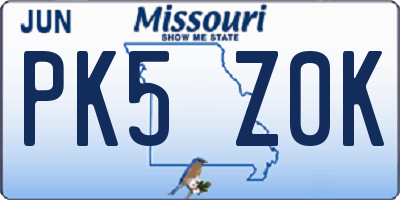 MO license plate PK5Z0K