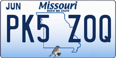 MO license plate PK5Z0Q