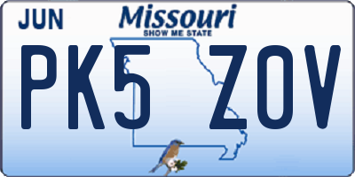 MO license plate PK5Z0V