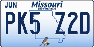 MO license plate PK5Z2D