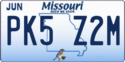 MO license plate PK5Z2M
