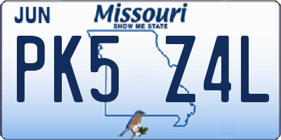 MO license plate PK5Z4L