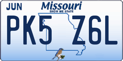 MO license plate PK5Z6L