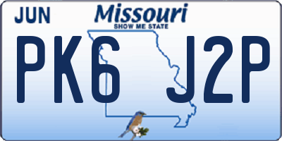 MO license plate PK6J2P