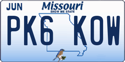 MO license plate PK6K0W