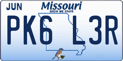 MO license plate PK6L3R