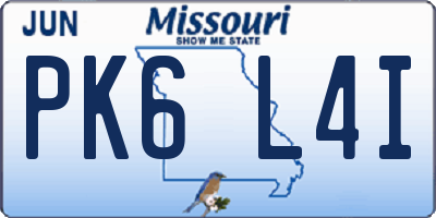 MO license plate PK6L4I