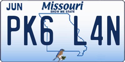 MO license plate PK6L4N