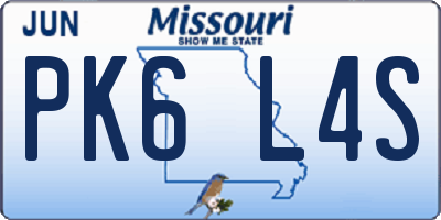 MO license plate PK6L4S