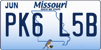MO license plate PK6L5B