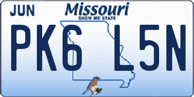 MO license plate PK6L5N