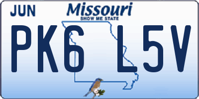 MO license plate PK6L5V