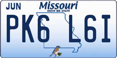 MO license plate PK6L6I
