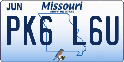 MO license plate PK6L6U