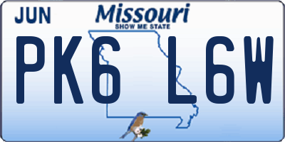 MO license plate PK6L6W