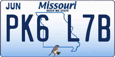 MO license plate PK6L7B