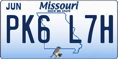 MO license plate PK6L7H