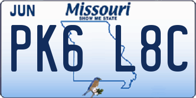 MO license plate PK6L8C
