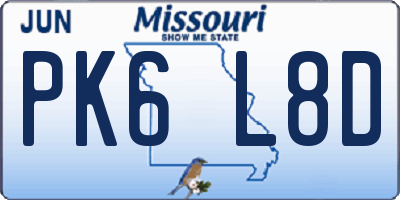 MO license plate PK6L8D