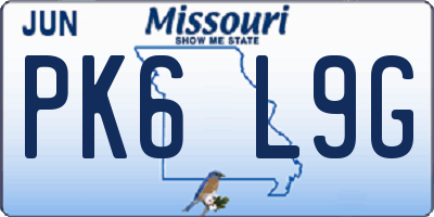MO license plate PK6L9G