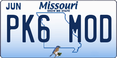 MO license plate PK6M0D