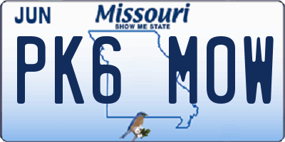 MO license plate PK6M0W