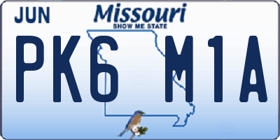 MO license plate PK6M1A