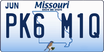 MO license plate PK6M1Q