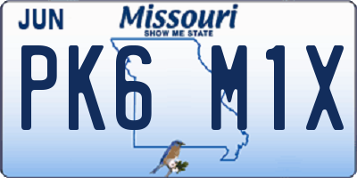 MO license plate PK6M1X