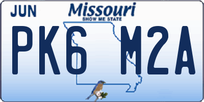 MO license plate PK6M2A