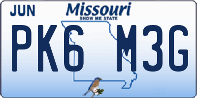 MO license plate PK6M3G