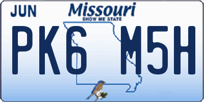 MO license plate PK6M5H