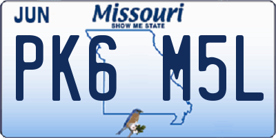 MO license plate PK6M5L