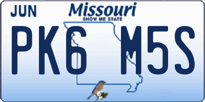 MO license plate PK6M5S