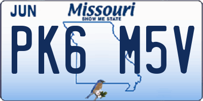 MO license plate PK6M5V
