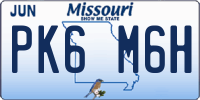 MO license plate PK6M6H