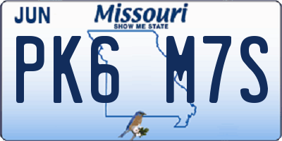 MO license plate PK6M7S