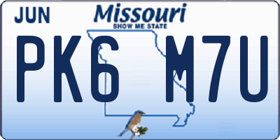 MO license plate PK6M7U