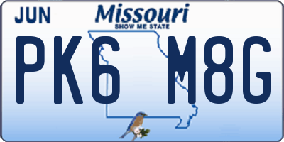 MO license plate PK6M8G