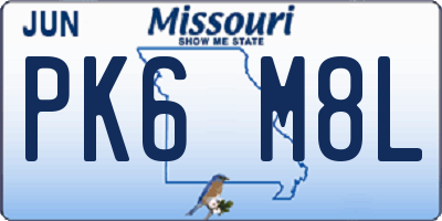 MO license plate PK6M8L