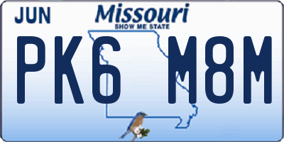 MO license plate PK6M8M