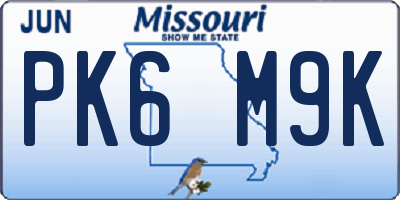 MO license plate PK6M9K