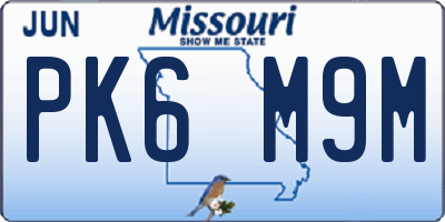 MO license plate PK6M9M