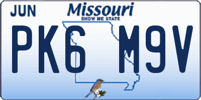 MO license plate PK6M9V