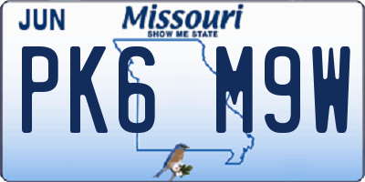 MO license plate PK6M9W
