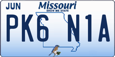 MO license plate PK6N1A