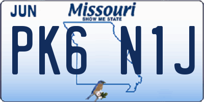 MO license plate PK6N1J