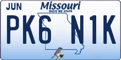MO license plate PK6N1K