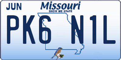 MO license plate PK6N1L