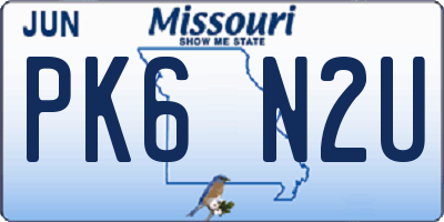MO license plate PK6N2U